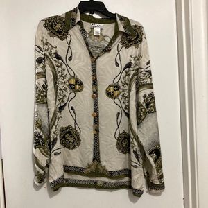 Zone NY 100% Silk Button Down Blouse